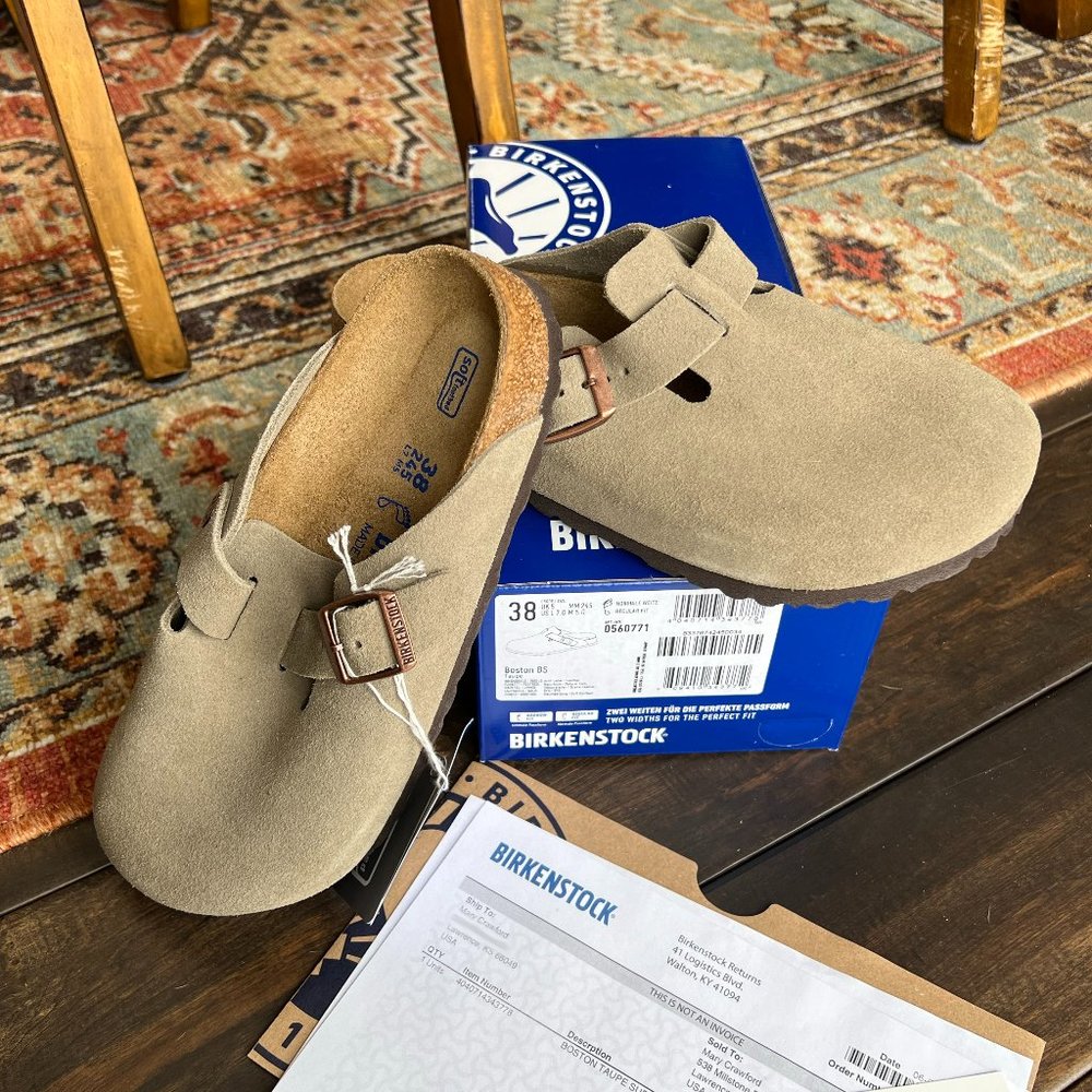*NIB* Birkenstock Boston :: Taupe, 38 (7-7.5), R/W, Never Worn